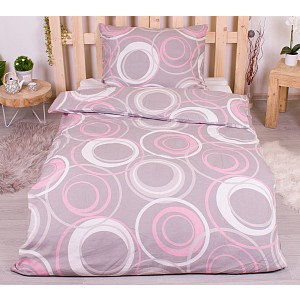 Flanelové povlečení top economy 140x200+70x90 Kruhomalba růžové