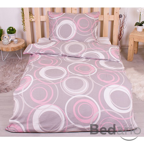 Flanelové povlečení top economy 140x200+70x90 Kruhomalba růžové