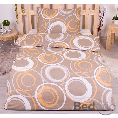 Flanelové povlečení top economy 140x200+70x90 Kruhomalba žluté