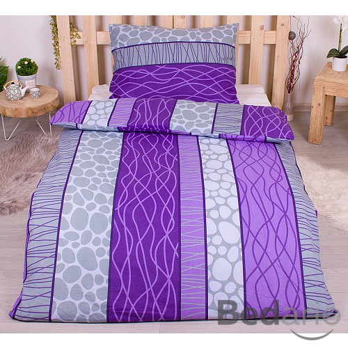 Flanelové povlečení top economy 140x200+70x90 Wild stripes fialové