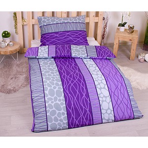 Flanelové povlečení top economy 140x200+70x90 Wild stripes fialové