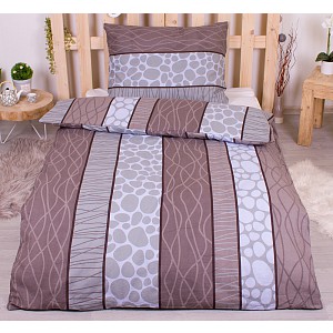 Flanelové povlečení top economy 140x200+70x90 Wild stripes hnědé