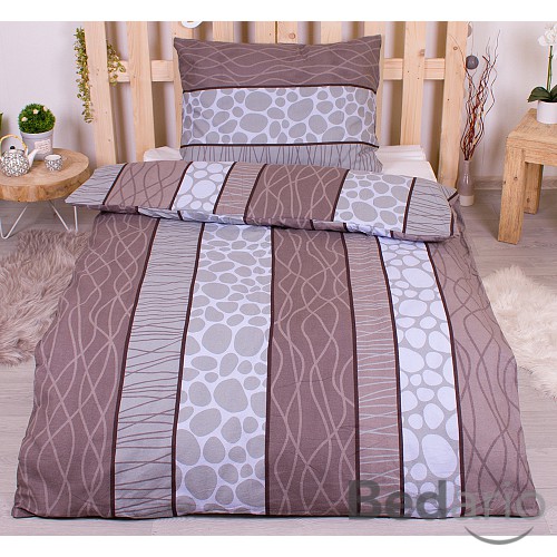 Flanelové povlečení top economy 140x200+70x90 Wild stripes hnědé