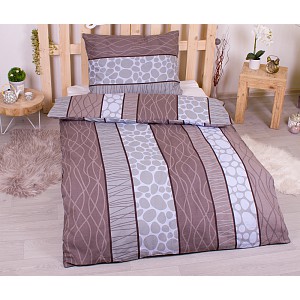 Flanelové povlečení top economy 140x200+70x90 Wild stripes hnědé