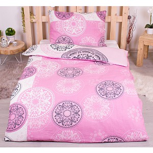 Flanelové povlečení top economy 140x200+70x90 Mandala růžové