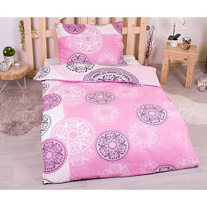 Flanelové povlečení top economy 140x200+70x90 Mandala růžové