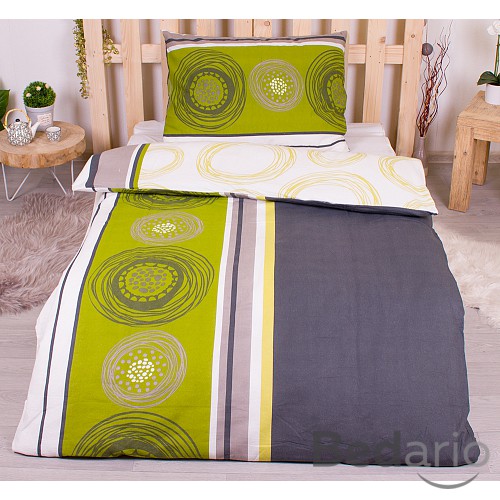 Flanelové povlečení top economy 140x200+70x90 Magic circles zelené