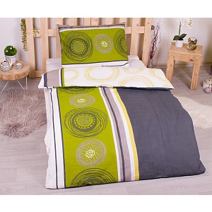 Flanelové povlečení top economy 140x200+70x90 Magic circles zelené