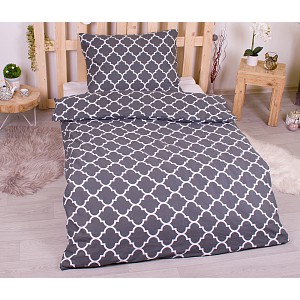 Flanelové povlečení top economy 140x200+70x90 Mříž ozdobná šedé