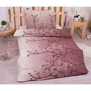 Krepové povlečení 140x200+70x90 Stromy hnědé