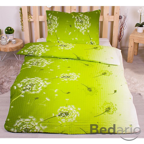 Krepové povlečení Deluxe 140x200+70x90 Pampeliška zelená