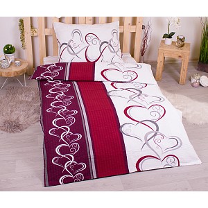 Krepové povlečení 140x200+70x90 Srdce jedním tahem