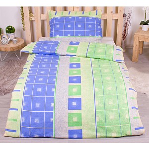 Flanelové povlečení DELUXE 140x200+70x90 Zeleno-modré nekonečno