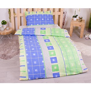 Flanelové povlečení DELUXE 140x200+70x90 Zeleno-modré nekonečno