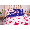 Sedmidílná sada hebkého povlečení 140x200+70x90 Blue & White Red Stars