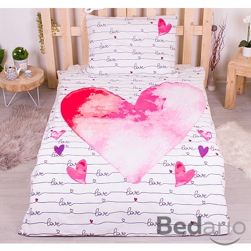 Bavlněné povlečení 140x200+70x90 Srdce z lásky