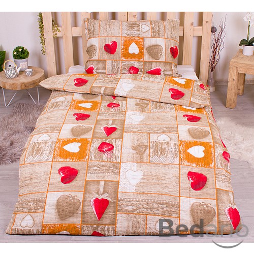 Krepové povlečení 140x200+70x90 Romantika červená