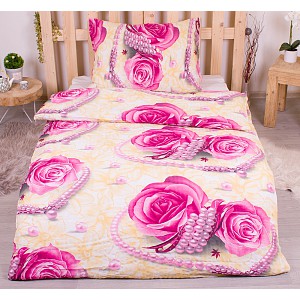 Krepové povlečení ECONOMY 140x200+70x90 Náhrdelník s růží