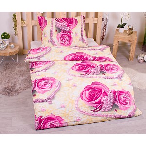 Krepové povlečení ECONOMY 140x200+70x90 Náhrdelník s růží