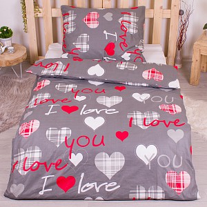 Bavlněné povlečení economy 140x200+70x90 Leontina šedá