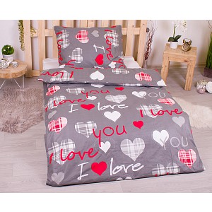 Bavlněné povlečení economy 140x200+70x90 Leontina šedá