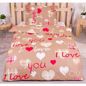 Bavlněné povlečení economy 140x200+70x90 Leontina béžová