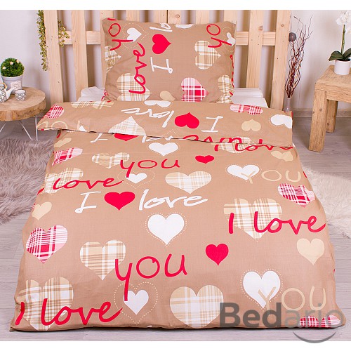 Bavlněné povlečení economy 140x200+70x90 Leontina béžová