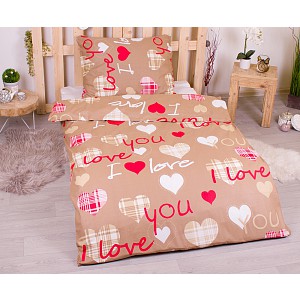 Bavlněné povlečení economy 140x200+70x90 Leontina béžová