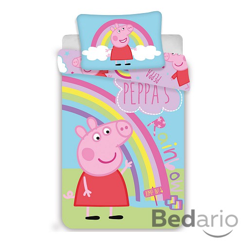Bavlněné povlečení do postýlky 40x60+100x135 Peppa Rainbow