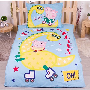 Bavlněné povlečení 140x200+70x90 Peppa Dino