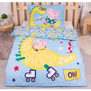 Bavlněné povlečení 140x200+70x90 Peppa Dino