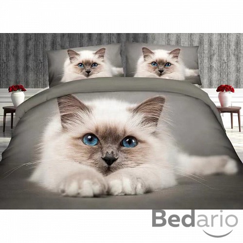 Sedmidílná sada 3D povlečení 140x200+70x90 Siamese kitten