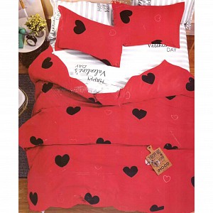 Sedmidílná sada povlečení 140x200+70x90 Hearts in Red