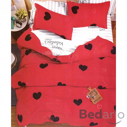 Sedmidílná sada povlečení 140x200+70x90 Hearts in Red
