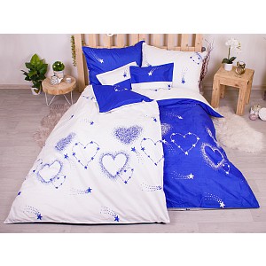 Sedmidílná sada povlečení 140x200+70x90 Star Hearts in Cobalt Blue