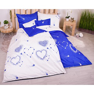 Sedmidílná sada povlečení 140x200+70x90 Star Hearts in Cobalt Blue
