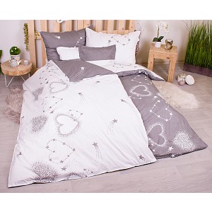 Sedmidílná sada povlečení 140x200+70x90 Star Hearts in Gray