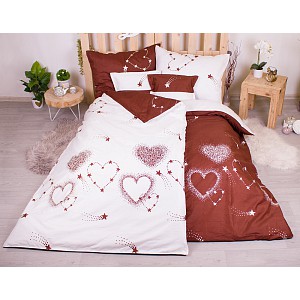 Sedmidílná sada povlečení 140x200+70x90 Star Hearts in Dark Brown