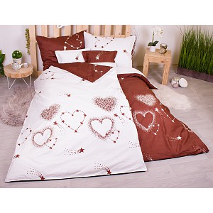 Sedmidílná sada povlečení 140x200+70x90 Star Hearts in Dark Brown