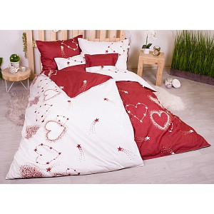 Sedmidílná sada povlečení 140x200+70x90 Star Hearts in Claret