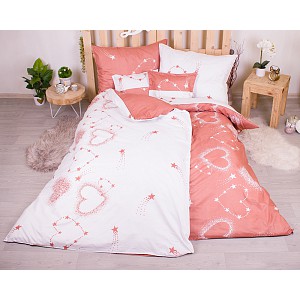 Sedmidílná sada povlečení 140x200+70x90 Star Hearts in Copper