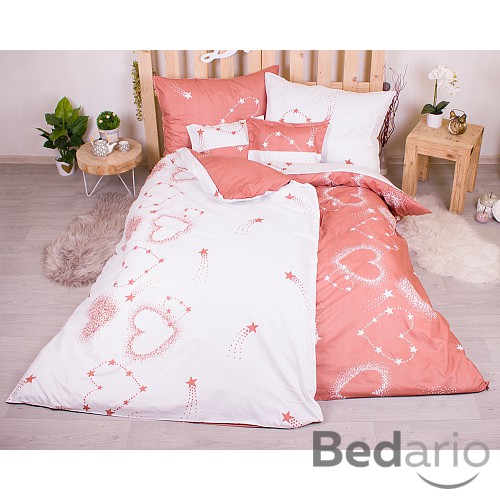 Sedmidílná sada povlečení 140x200+70x90 Star Hearts in Copper