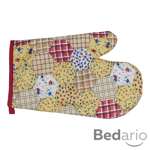 Kuchyňská chňapka s potiskem - Patchwork žlutý