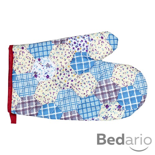 Kuchyňská chňapka s potiskem - Patchwork modrý