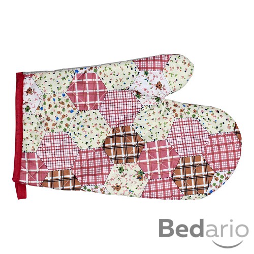 Kuchyňská chňapka s potiskem - Patchwork růžový