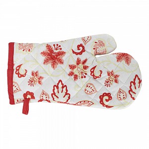 Bavlněná kuchyňská chňapka s potiskem - Flora červená
