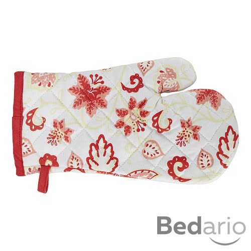 Bavlněná kuchyňská chňapka s potiskem - Flora červená