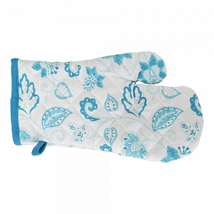 Bavlněná kuchyňská chňapka s potiskem - Flora modrá