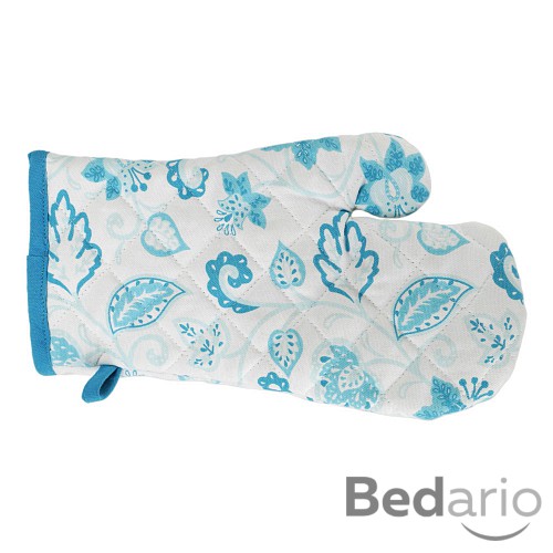 Bavlněná kuchyňská chňapka s potiskem - Flora modrá