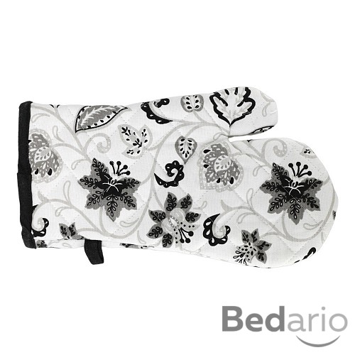 Bavlněná kuchyňská chňapka s potiskem - Flora černá